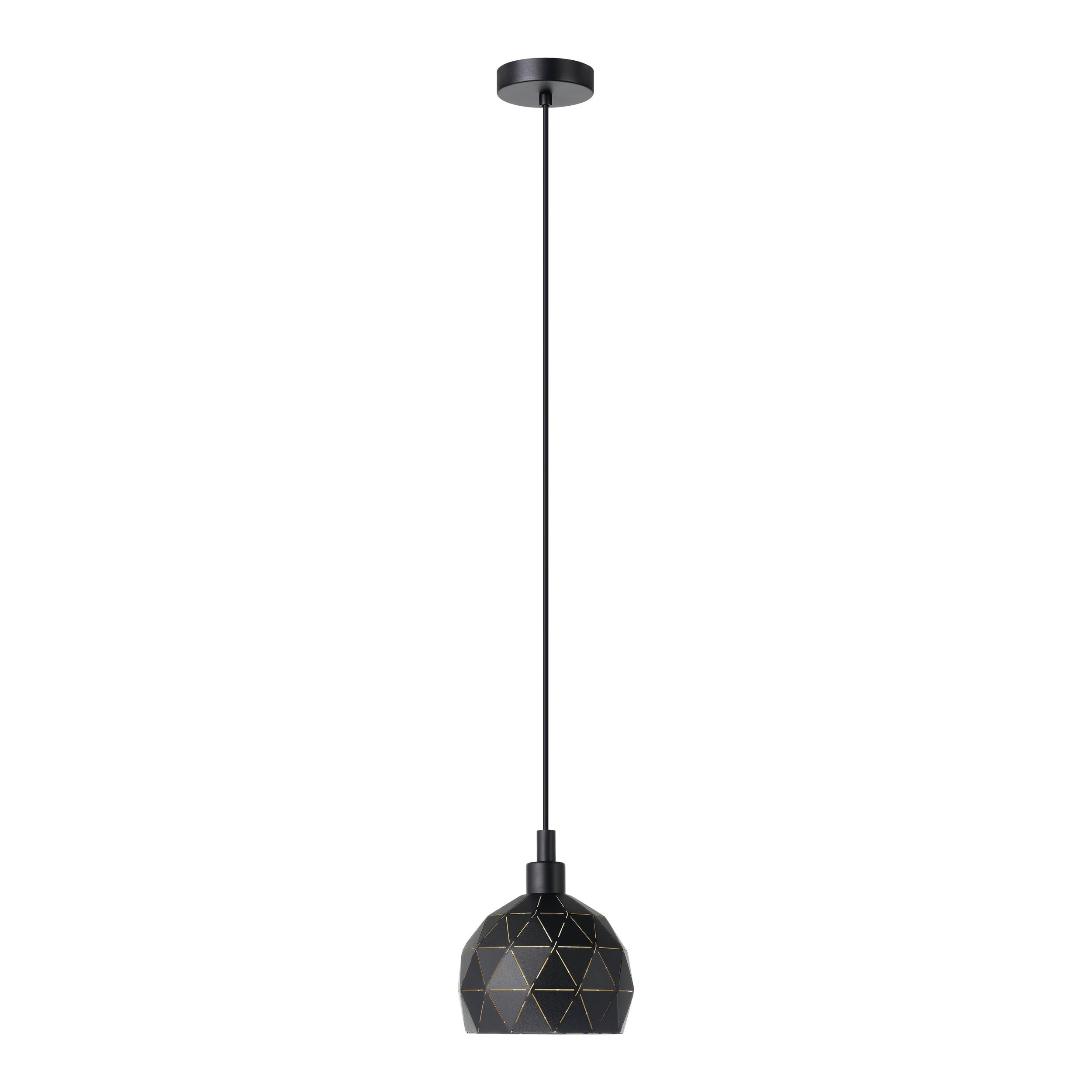 Eglo Roccaforte Lámpara colgante de 1 foco, lámpara de metal negro, dorado, lámpara colgante de comedor y salón con casquillo E14, diámetro de 17 cm