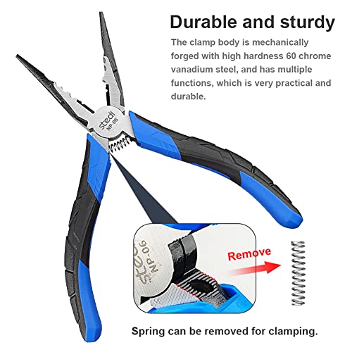 Stedi 6" Needle Nose Pliers, Induction Hardened Long Nose Lateral Cutting Pliers Ith Rust Resistant Special Coating, Ergonomic Handle Long Nose Peeling Pliers… #TOP1