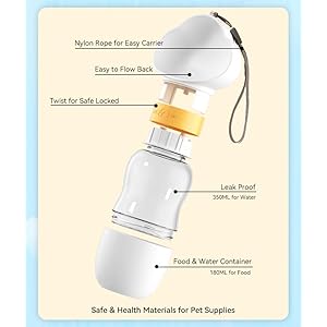 21 Portable Dog Water Bottle with Food Bowl Small Pet Food Container with Leakproof Lid Suitable for Dogs and Cats 350ml +200ml Dog Dispenser for Hike  Travel White  Cucciolini Doodles 2 1 portable dog water bottle with food bowl small pet food container with leak proof lid suitable for dogs and cats 350ml +200ml dog dispenser for hike  travel white   cucciolini doodles