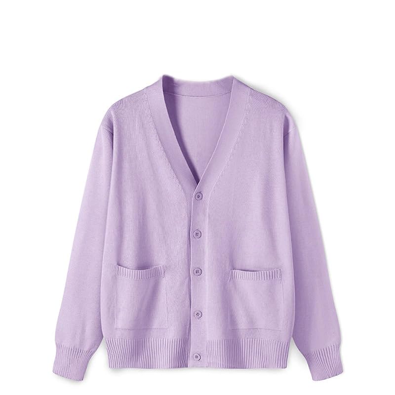 Mvdlinnds Woman Cardigan Sweaters for Embroidered Print Button V-Neck Knitwear Violet