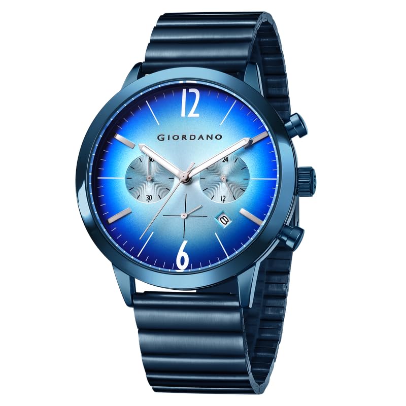 Image of Giordano Analog Chronograph Watch for Men - Round Dial, Date Display Function, Quartz Movement, Water Resistant, Stainless Steel Case & Strap - GZ-50153