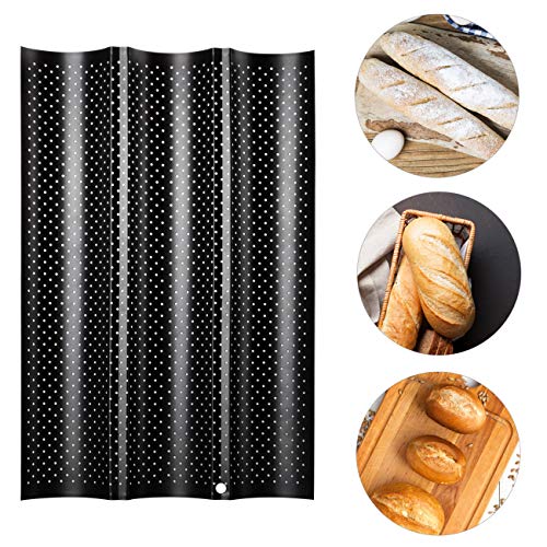 Miniatura 3 de Gwhole Bandejas Horno Con Revestimiento Antiadherente Para 3 Baguette Molde Accesorios Para Hornear Pan De Acero Inoxidable