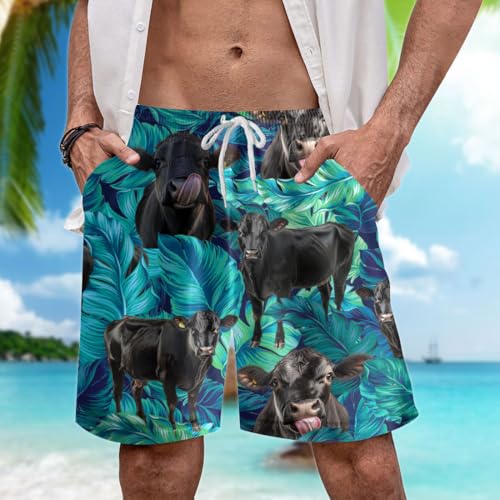 Cow Lovers Men's Swim Trunks - Tropical Summer Mens Swim Trunks with Mesh Lining Swimwear Bathing Suits Set 743