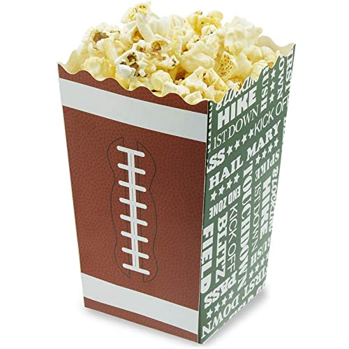 50 Pack Football Theme Paper Popcorn Party Favor Candy Treats Box (5x5 In)