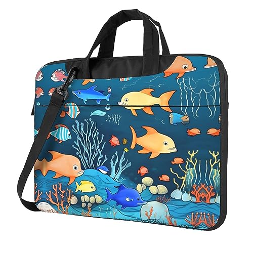 Housse ordinateur portatif HYTTER au bureau ou en voyage avec motif bleu