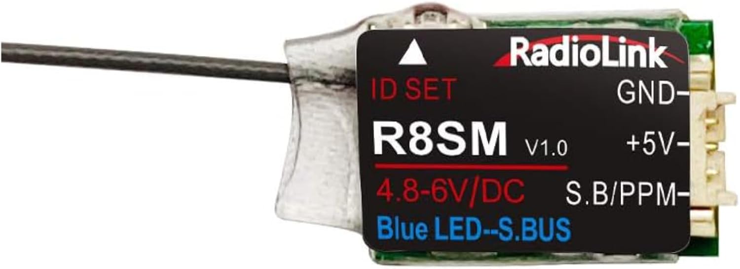 Radiolink R8SM 2.4G 8 Channels Mini Receiver SBUS/PPM Long Range Control for FPV Micro Drone, Quadcopter, Compatible with RC Transmitter T8FB/T8S