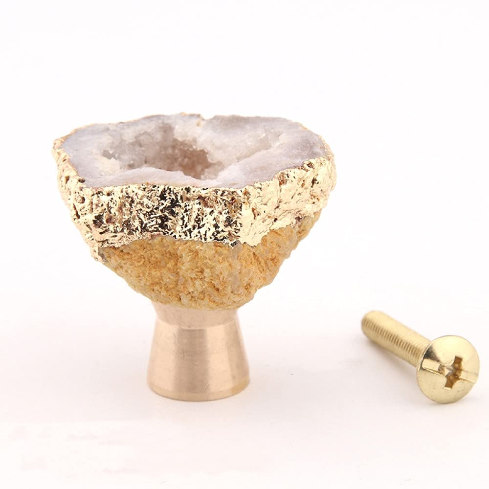 Bouton de meuble cristal clair et laiton pour cuisine