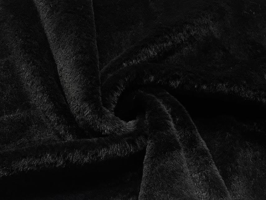 Tissu fausse fourrure noir de qualité supérieure en peluche courte