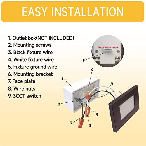 Coloer Dimmable 120V Led Step Lights,3000K/4000K/5000K 3 Cct Selectable 120°Floodlight, 3.5W 200Lm Lights For Stairs,Ip65 Waterproof Wired Landscape Stair Lighting For Home Or Outdoor,6 Pack (803A) #TOP5