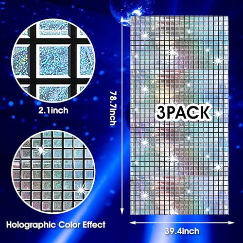 3 Pack Disco Backdrop Plata 78.7 x 39.4 pulg miniatura 2