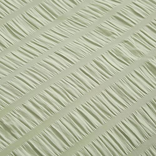 Houseri Sage Green Comforter Set Full Light Green Comforter Seersucker Bedding Full For Teen Boys Girls Sage Comforter Pintuck Light Green Full Comforter Sets Gauze Bedding Comforters Sets Full Size #TOP5