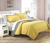 Chic Home 2 Piece Teresa Reversible Color Block Modern Quilt Set, Twin, Yellow,QS2602-AN