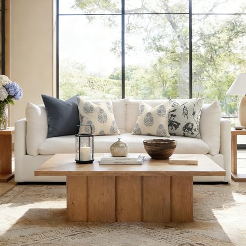 Image of YCOLL Vintage Floral Print Pillow Covers 18x18 Set of 2 Patterned Accent Decorative Cushion Covers Modern Farmhouse Throw Pillow Covers for Sofa Couch Chair Bed Living Room Home Decor, Light Blue