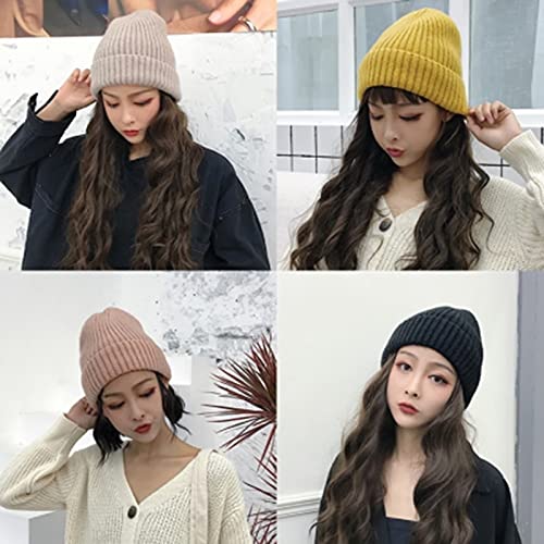 Bonnet d'hiver pour Femmes Chaud Automne Tricot Bonnet Chapeau Manchette Bonnet Montre Casquette pour Filles Printemps décontracté crâne Chapeaux pour Femme