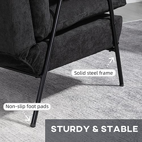 Homcom Accent Chair With Ottoman, Reclining Comfy Chair With Adjustable Backrest, Steel Frame And Pillow For Living Room, Bedroom, Black #TOP6