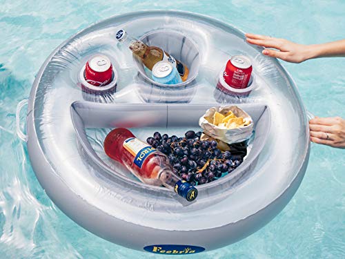 Feebria Inflatable Drink Holder For Pool, Hot Tub, Ocean & River,Float Your Beverages For Parties & Beach (Silver) #TOP2