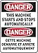 Accuform FBMEQM155XV French-Bilingual Adhesive Dura-Vinyl Sign, Legend "Danger This Machine Starts and Stops", 20" Length x 14" Width x 0.006" Thickness, Red/Black on White