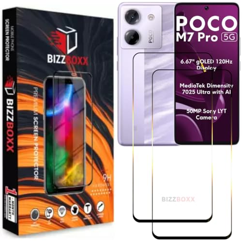 Image of Compatible With POCO M7 Pro 5G Tempered Glass Screen Protector Guard With Precise Edges - High Definition, Shatterproof, Easy Install, Anti-Fingerprint Screen Guard (POCO M7 Pro) - Pack of 2