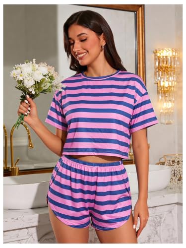Image of OYOANGLE Pajamas for Women Set Side Split Shorts Pj Sets Sexy Lounge Sets | 2 Piece Cute Pjs,Womens Pajama Sets,Loungewear,Matching Pjs,Sleepwear for Gifts,Wedding,Party