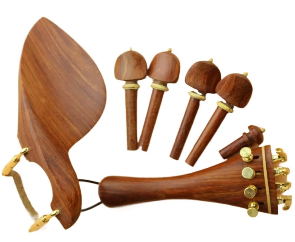 Accessori per violino 1 Set 4/4 Parti Di Violino In Sequoia Accessori Per Violino Cordiere Mentoniera Piroli E Kit Perni Di Coda