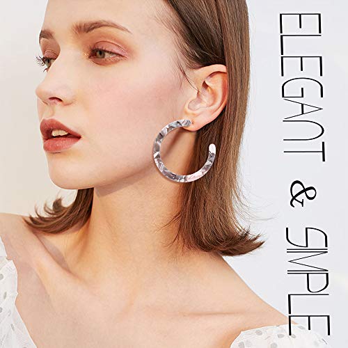 Subiceto 8 Pairs Acrylic Hoop Earrings For Women Girl Polygonal Tortoiseshell Earrings Set Bohemian Statement Mottled Resin Earrings Fashion Jewelry #TOP2