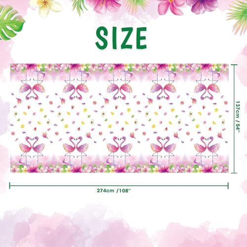WERNNSAI Flamingo Tischdecke – 2 Stück Tischdecke Hawaii Partyzubehör Sommer Strand Aloha Luau Party Tischdekoration für Geburtstagspartyzubehör