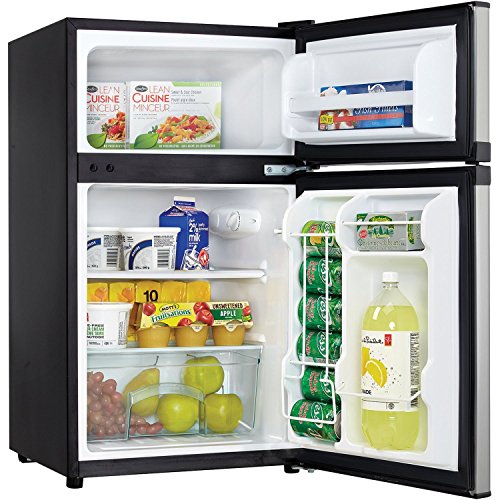 LEONARD USA 120 L Inverter Double Door Mini Fridge with Toughened Adjustable Glass Shelves, Mechanical Control, Interior Light for Room, Home, Office or Bar (Based on American Technology) (Silver & Black, LE-USA-DDIMF, Double Door)
