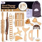 Nuddspa Wood Therapy Massage Tools 12 Pcs - Lymphatic Drainage Massager, Maderoterapia Kit, Anti Cellulite Complete Body Sculpting Tools for Total Relaxation & Relief - Massager Tool for Anti Aging