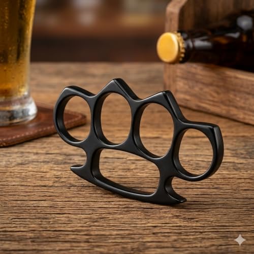 Image of Stainless Steel Bottle Opener - Compact Beer Opener, Cool Gadgets for Men Daily Life, Home, Bar, Kitchen & Travel Camping Tools, Rust-Resistant, Easy to Use (Black)