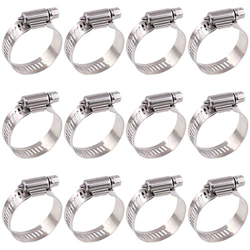 Glarks 20pcs Stainless Steel 304 Adjustable 21-38mm Assorted Worm Gear Hose Clamps Kit for Water Pipe Plumbing