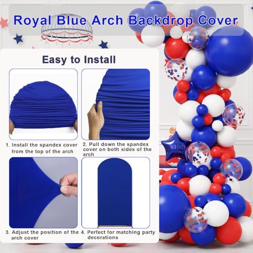 Albassa 6FT Arch Cover 2-Sided Spandex Fitted Arch Backdrop Cover Round Top Chiara Stand Covers for Baby Shower Birthday Party Wedding Decoration（6FT, Royal Blue） by Albassa - Used condition - Image 6