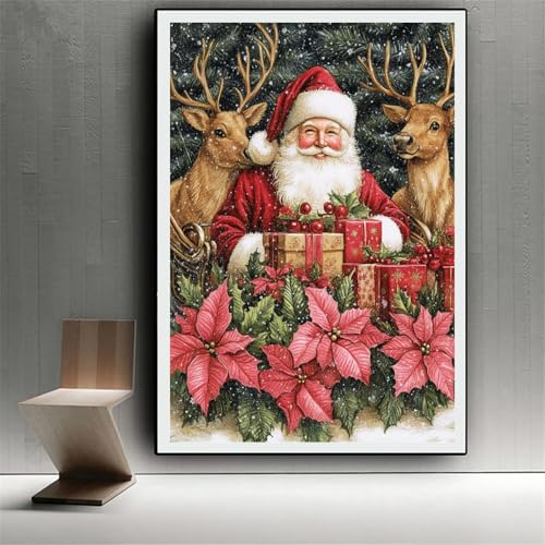 Diamant Painting le père Noël 5D à broder au coin du feu durant les soirées d'hiver