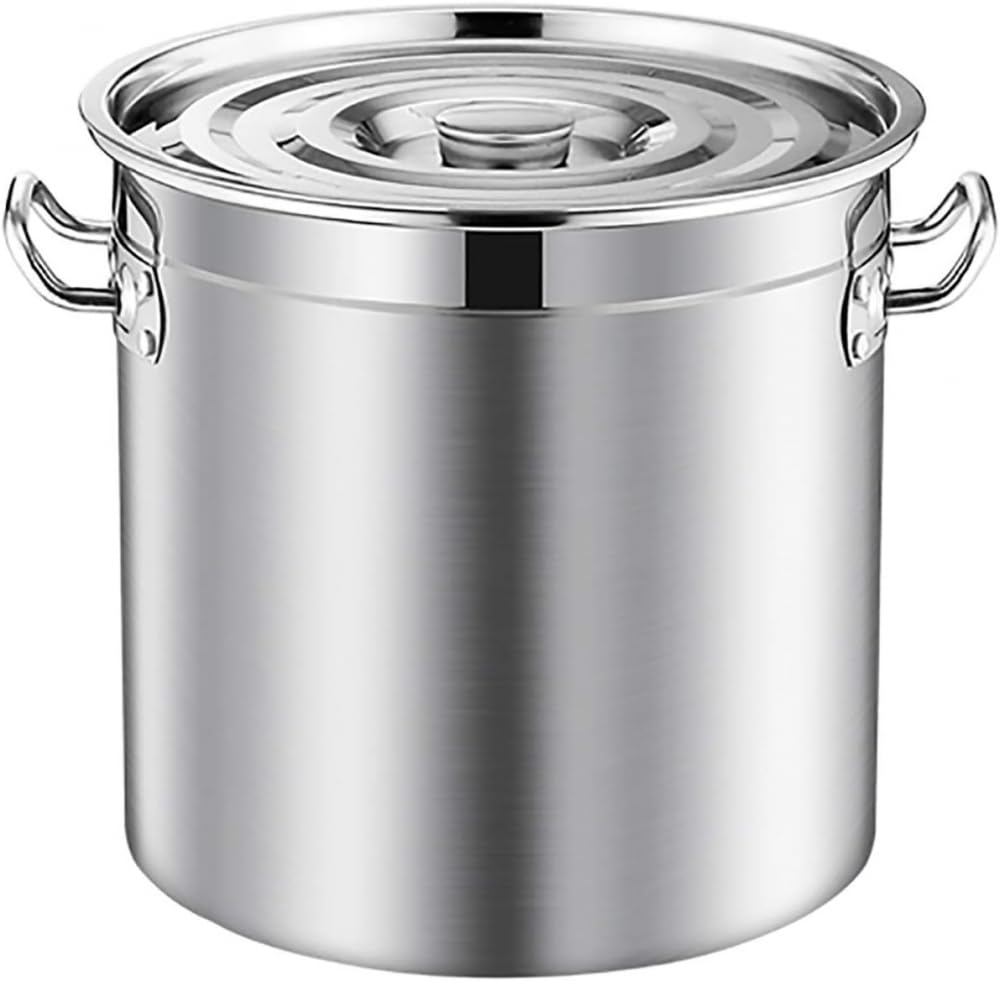Pentola da Cucina, pentola Grande per brodo, pentola Professionale in Acciaio Inox con Coperchio, pentola Adatta a Diverse fonti di Calore, Argento - 45 cm * 45 cm