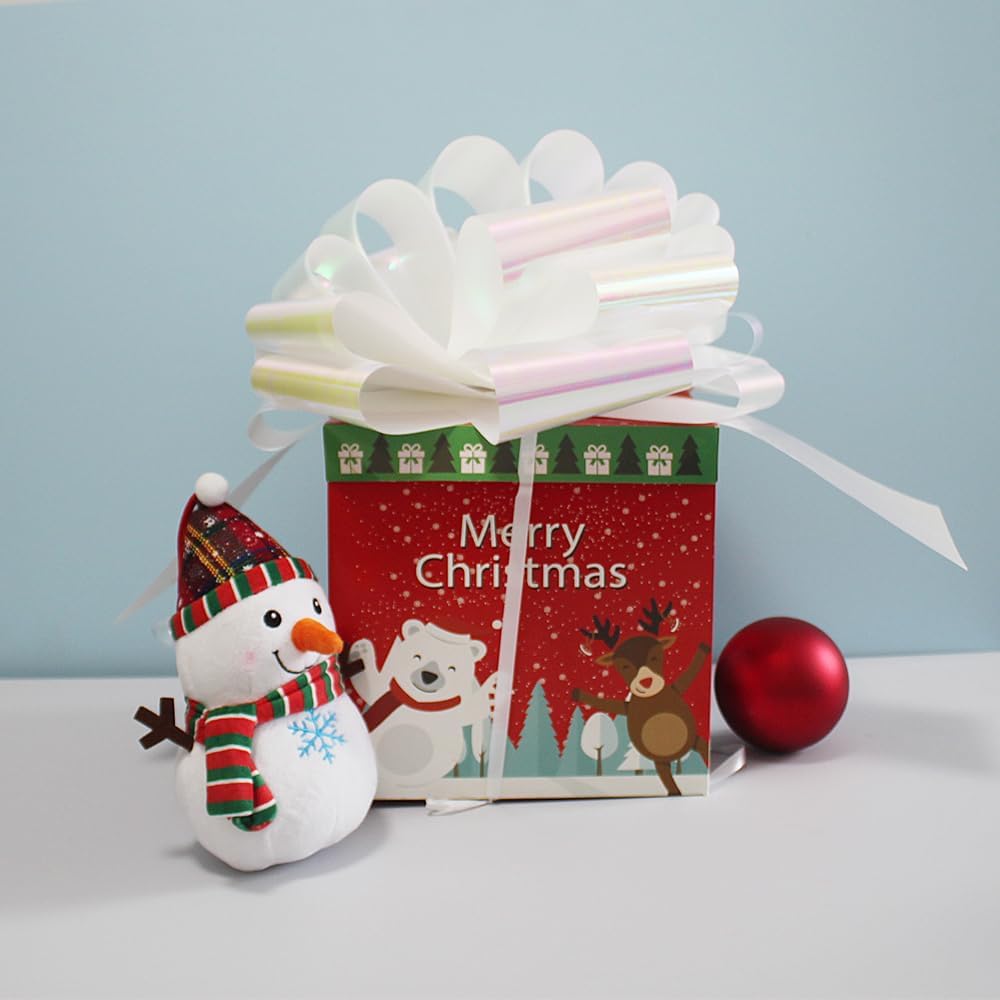 1Pc 12Inch Giant Gift Bow Big Christmas Iridescent Metalic Bow Big Bow for Present - Perfect Large Gift Bow for Bikes,Appliances,Showers,Table Decorations & Events (White) - Image 5