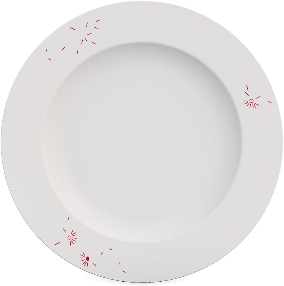 Ornamin Model 1204 Flat Viento Melamine/Dinner, Sturdy Plastic, menu, Dining Plate, Red, Ø 27 cm