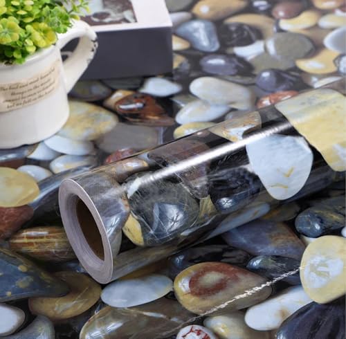 Image of WISDOM Stone Granite Marble Wallpaper Decorative Waterproof Adhesive Wallpaper Peel and Stick Countertop for Kitchen Table Others (16 x 130, Stone Blue Marble Wallpaper)