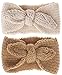 Utaly Winter Cute Kids Baby Girls Knit Rabbit Knotted Headband Headwrap Earwarmer (Tan +Beige, Stretchy)