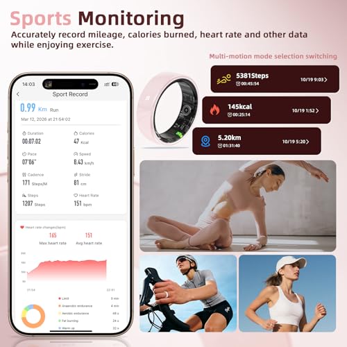 Image of Ceramic Smart Ring for Women, Pink Fitness & Sleep Tracker, #9
