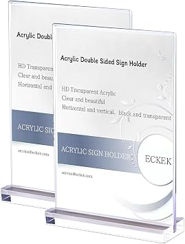 2 Pack Acrylic Sign Holder Menu Displays Double Sided Sign Stand A4/A5/A6 Clear Transparent Vertical A6 105148mm/4.135.83 inches