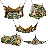kathson 5 PCS Guinea Pig Hammock Set, Washable Rat Hammock, Guinea Pig Hideout Bed Soft Hamster Hanging Tunnel Mats Small Pets Cage Accessories for Chinchilla, Sugar Glider, Squirrel(Green)