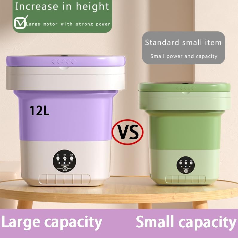 Miniatura 2 de Lavadora portátil, 12L mejorada de gran capacidad plegable, mini lavadora, 3 modos de limpieza profunda, pequeña lavadora para ropa interior, ropa