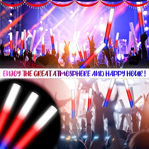 Junkin 72 Pcs 4th of July Glow Sticks Bulk 15. 8" Independence Day Red White and Blue LED Foam Lighted Sticks Patriotic with 3 Flashing Modes for Memorial Day Birthday Party by Junkin - Image 4