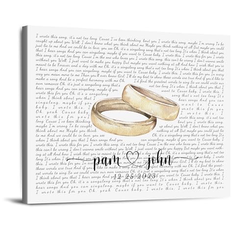 BOTTEGAARTS Custom Song Lyrics Wedding rings Wall art Photo or