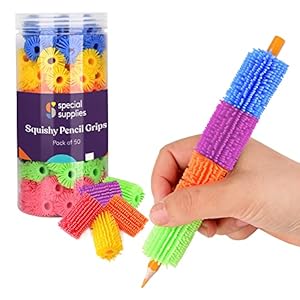 Special Supplies 50 Squishy Pencil Grips for Kids and Adults – Colorful, Cushioned Holders for Handwriting, Drawing, Coloring – Ergonomic Right or Left-Handed Use – Reusable (50)