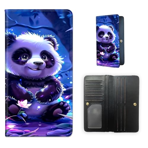RFID Blocking Leather Wallet for Women and Men, A A Cute Panda Bear Compact Bifold Credit Card Holder with RFID Protection, Small Ladies Slim Minimalist Wallet