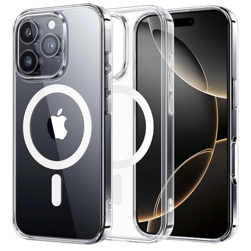 Nimaso für iPhone 16 Pro Hülle Transparent 6,3 Zoll, Kompatibel mit MagSafe, Stoßfest Militärischer Schutz, Nicht Vergil...