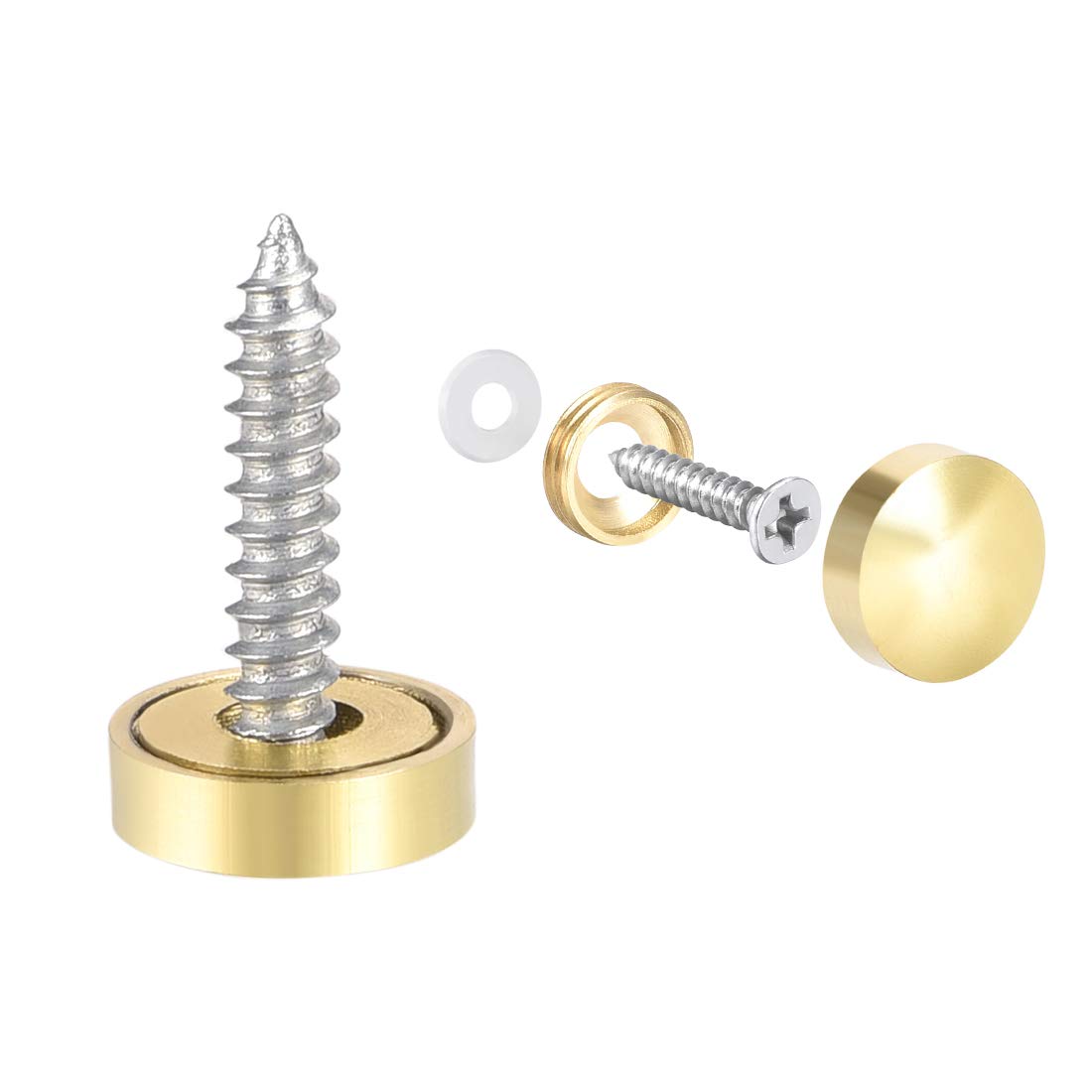 Polished Gold Mirror Screws - Decorative Caps -7