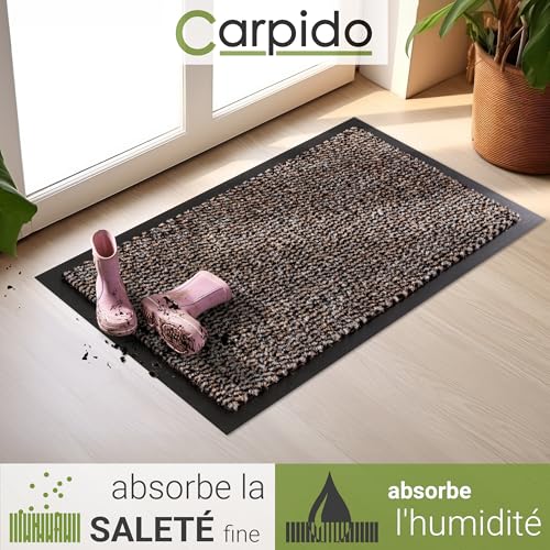 Paillasson d'intérieur durable tapis de propreté classique marron chiné - 3