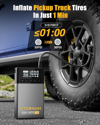 Image of VTOMAN X7 4250A Jump Starter with 160PSI Air Compressor, 10L Gas /Diesel