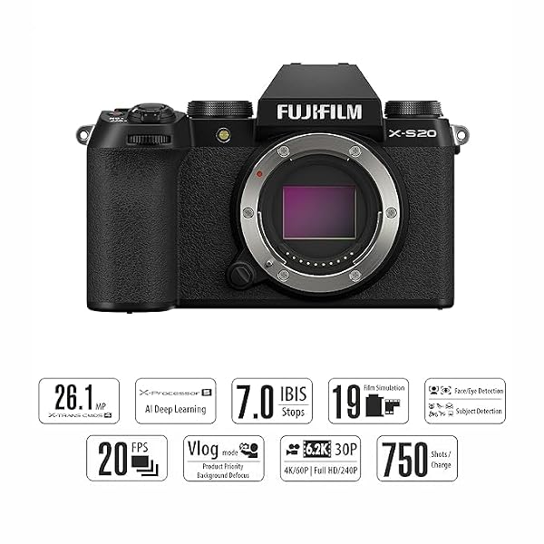 FUJIFILM X-S20 (26 MP, 6.2K 30P, FHD 240P 10x Slo mo, AI Processing,IBIS System, VLOG Mode) with Free TG-BT1 Bluetooth Tripod Hand Grip by Fujifilm - Image 2